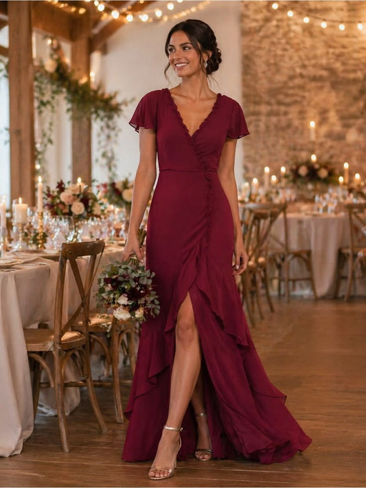 Dress Women's Pour The Champagne Burgundy Ruffled Backless Maxi Dress