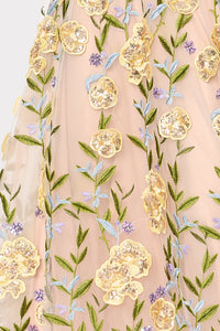Isa Embroidered Sequin Strapless Dress