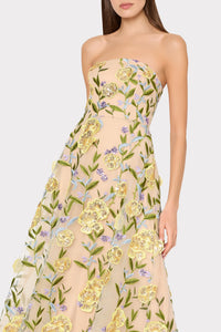 Isa Embroidered Sequin Strapless Dress