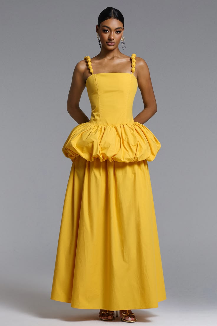 Sierra Classic Tailored Square Neck Puff Maxi Dress