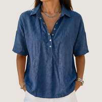 Willa – Linen-Style Button Blouse