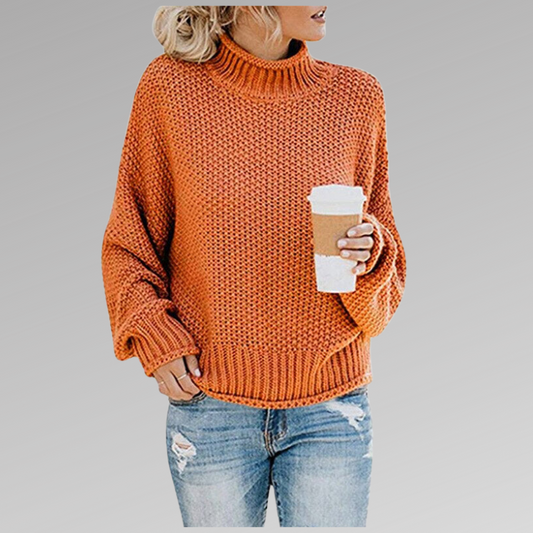 Clara™ - Classic knitted sweater – Orange