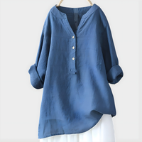 Verena - Elegant Cotton-Linen V-Neck Blouse