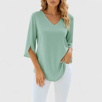 Violetta | Sophisticated V-Neck Blouse Green