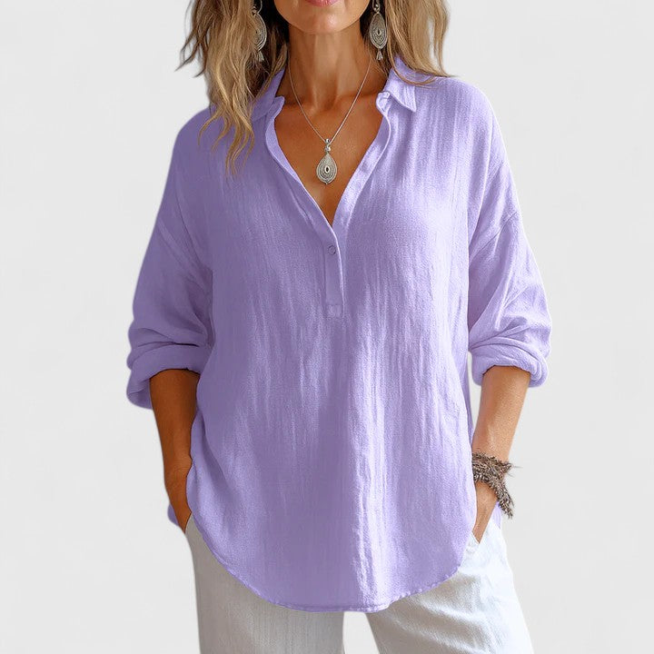 Franzina | Comfortable Linen Blouse Purple
