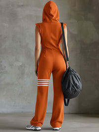 Danielle - Retro Sports Jumpsuit with Hood and Stripes