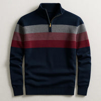 Douglas - Stripe Quarter-Zip Cotton Pullover