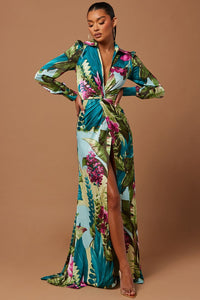 Melissa Satin Maxi Dress Turquoise Fashion Nova