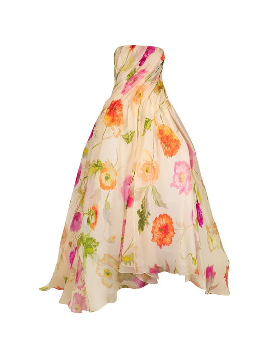 Carolina Herrera Floral Pattern Midi Dress Neutrals