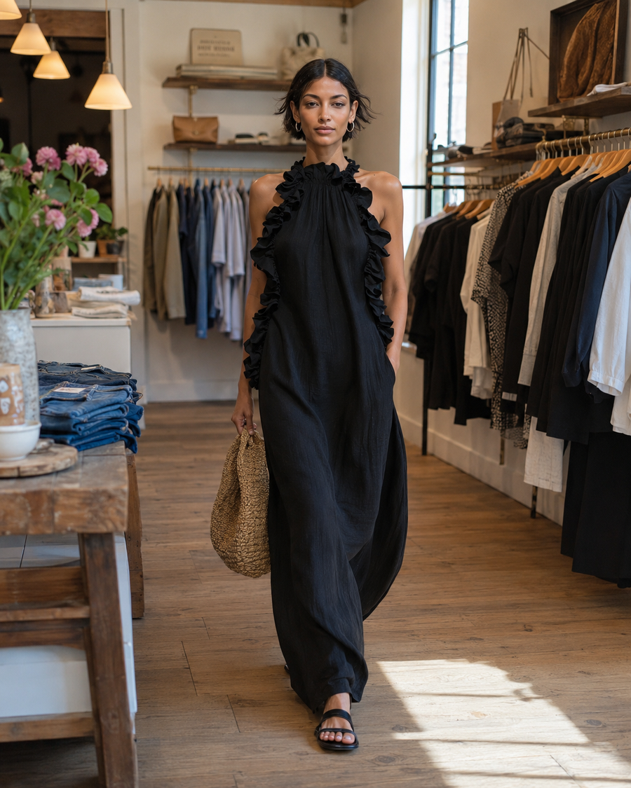 Emilia - Sleeveless Linen Blend Maxi Dress