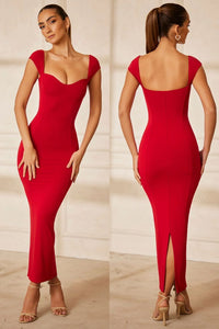 Dolcezza Sweetheart Neckline Maxi Dress In Red