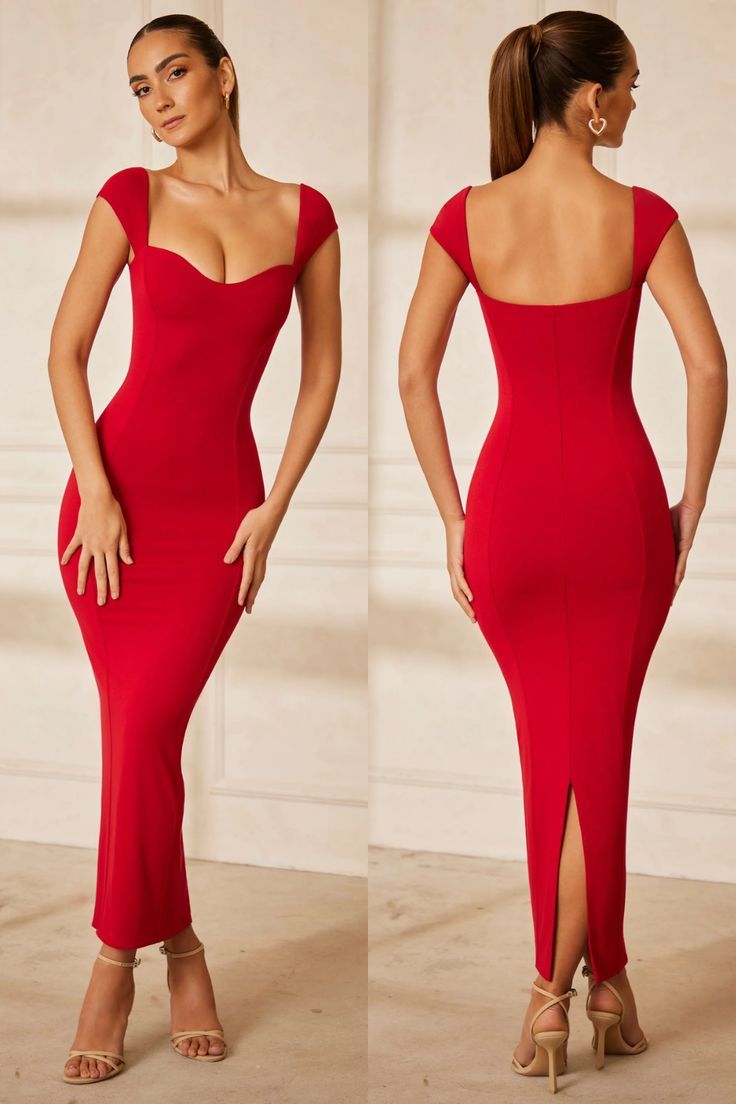 Dolcezza Sweetheart Neckline Maxi Dress In Red