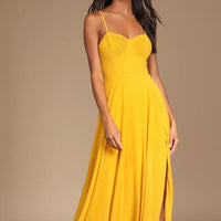 Dress Brand New Golden Yellow Pleated Bustier Maxi Dress Size Small