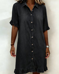 Georgie - Flattering Ruched Denim Dress