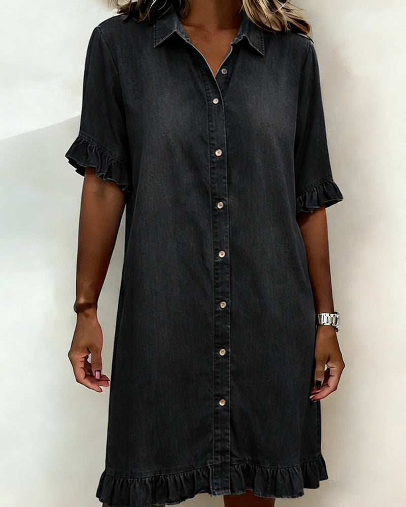 Georgie - Flattering Ruched Denim Dress