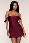 Classics Lover Off The Shoulder Satin A Line Mini Dress