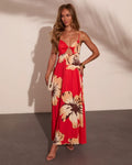 Coastal Wildflower Floral Cut Out Maxi Dress In Orange Size Large,