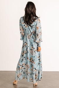 Luciana Maxi Dress Cyan Blue Floral