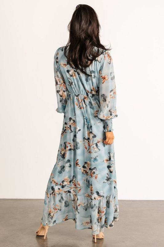 Luciana Maxi Dress Cyan Blue Floral