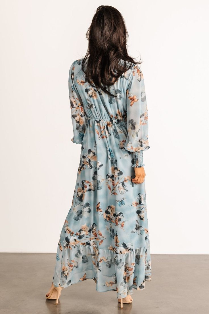 Luciana Maxi Dress Cyan Blue Floral