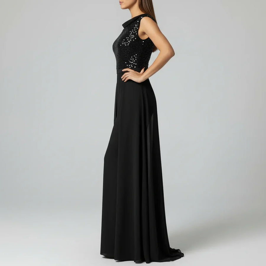 Fallon - Textured Tulle Evening Jumpsuit