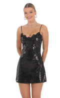Sequin V Neck Bodycon Dress In Pink