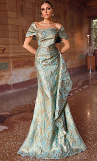 Alyce Paris 27750 Detachable Sleeve Jacquard Mermaid Dress