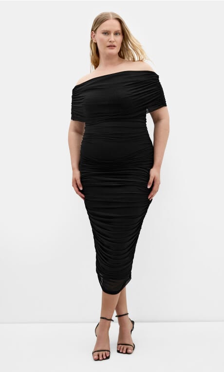 Dana Mesh Midi Dress Black
