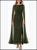 Sexy Elegant Long Sleeve High Split Mesh Ruched Formal Evening Party