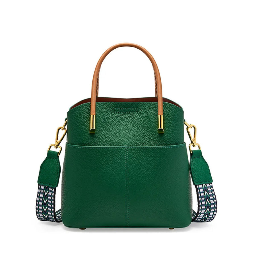 Grained Leather Bucket Bag with Double Handle - Emilia