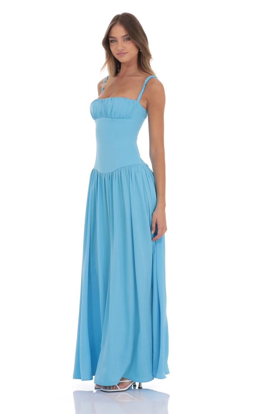 LUCY | SATIN MAXI DRESS Blue