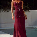 Runaway The Label Dress Glamorous Burgundy Sequin Dress Color: Red