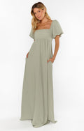 Nora Maxi Dress, In Moss Green Crisp