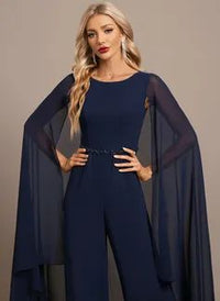Velecia Cape Chiffon Maxi Evening Jumpsuit JJ's House Dress