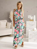 Printed Sleeveless Maxi Dress White