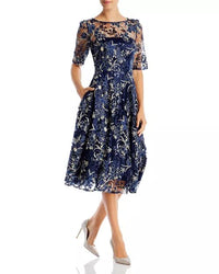 Eliza J Short Sleeve Illusion Yoke Dress Bloomingdale's Women