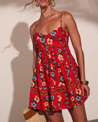 Wildflower Way Fit And Flare Mini Dress Red Floral