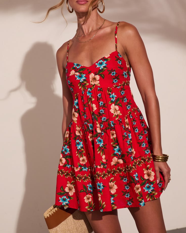 Wildflower Way Fit And Flare Mini Dress Red Floral