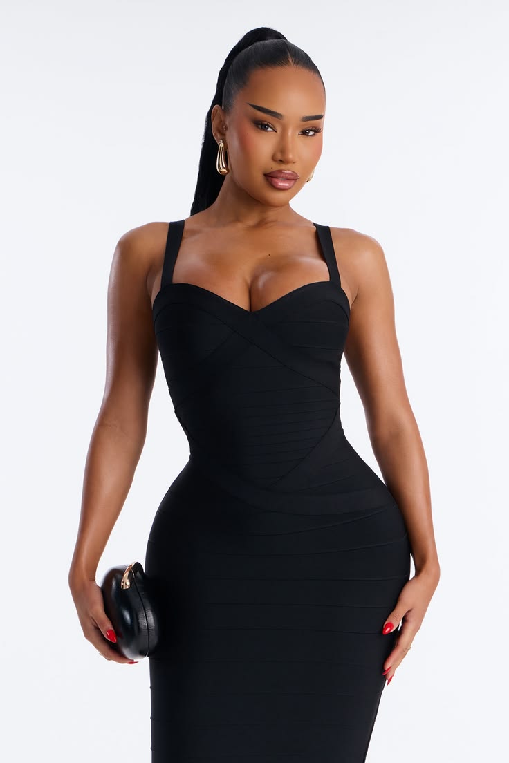 Women's Eden Bandage Midi Dress In Black Size 3X