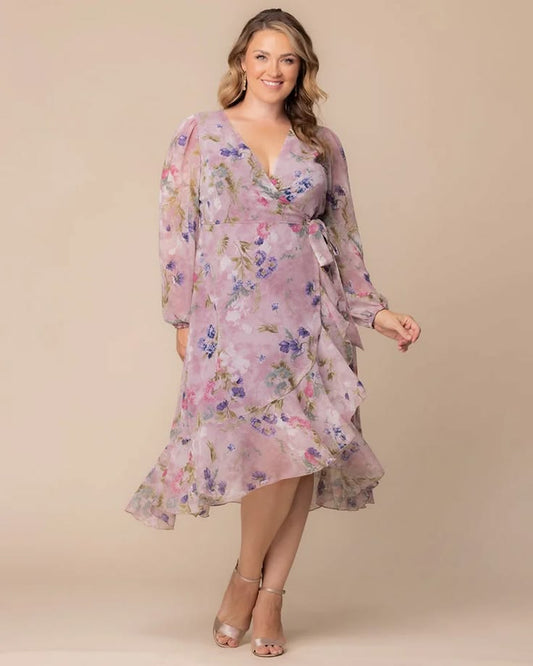 Metallic Short High Low Glitter Plus Size Cocktail Dress Kiyonna