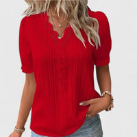 Avienne | Elegant V-Neck Blouse Red
