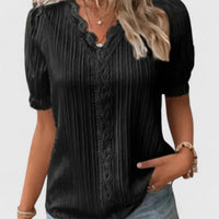 Avienne | Elegant V-Neck Blouse Black