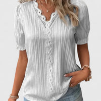Avienne | Elegant V-Neck Blouse White