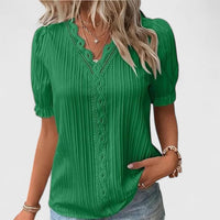 Avienne | Elegant V-Neck Blouse Green