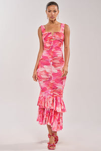 BODY LANGUAGE MESH MAXI DRESS IN PINK