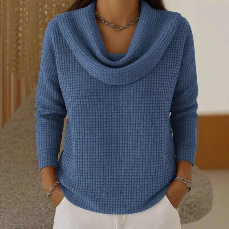 Lowenna - Warm Waffle Jumper with Waterfall Neck