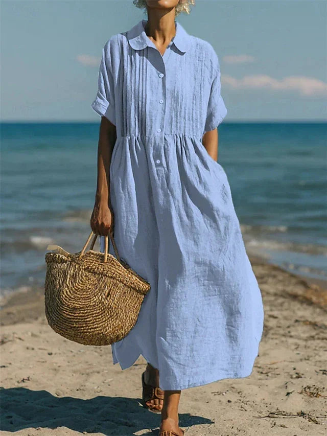 Ailsa - Cotton Button Shirt Dress