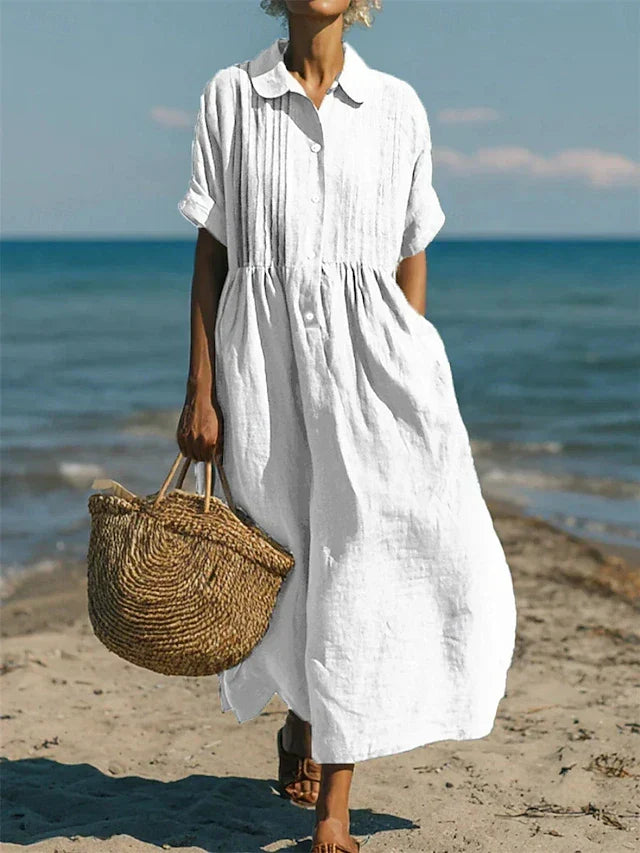 Ailsa - Cotton Button Shirt Dress