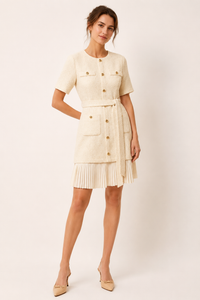Anais Tweed Mini Dress with Belt