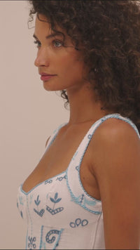 Arissa Short Dress Blue and White
